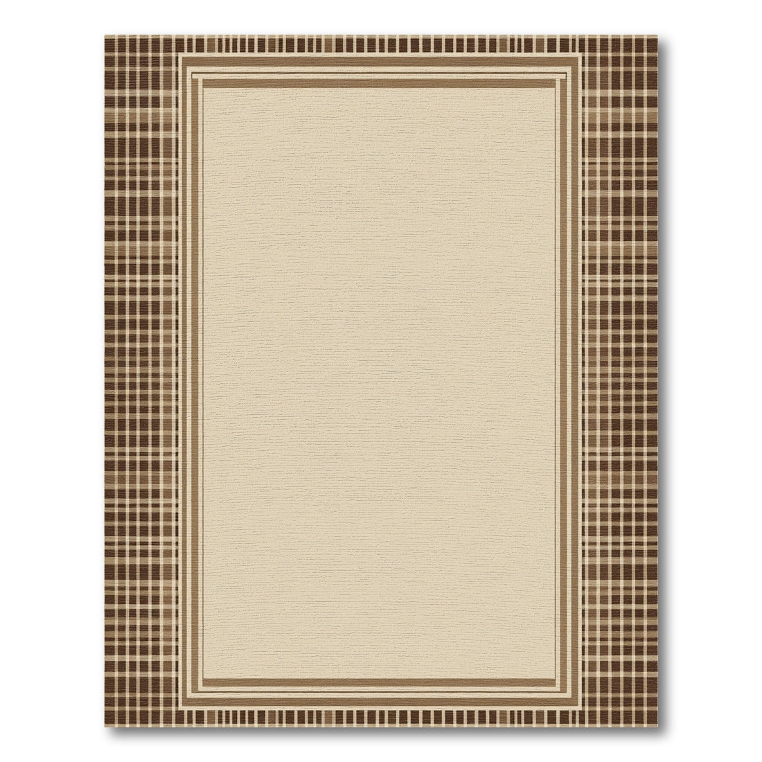 Classic Brown Plaid Border Rug