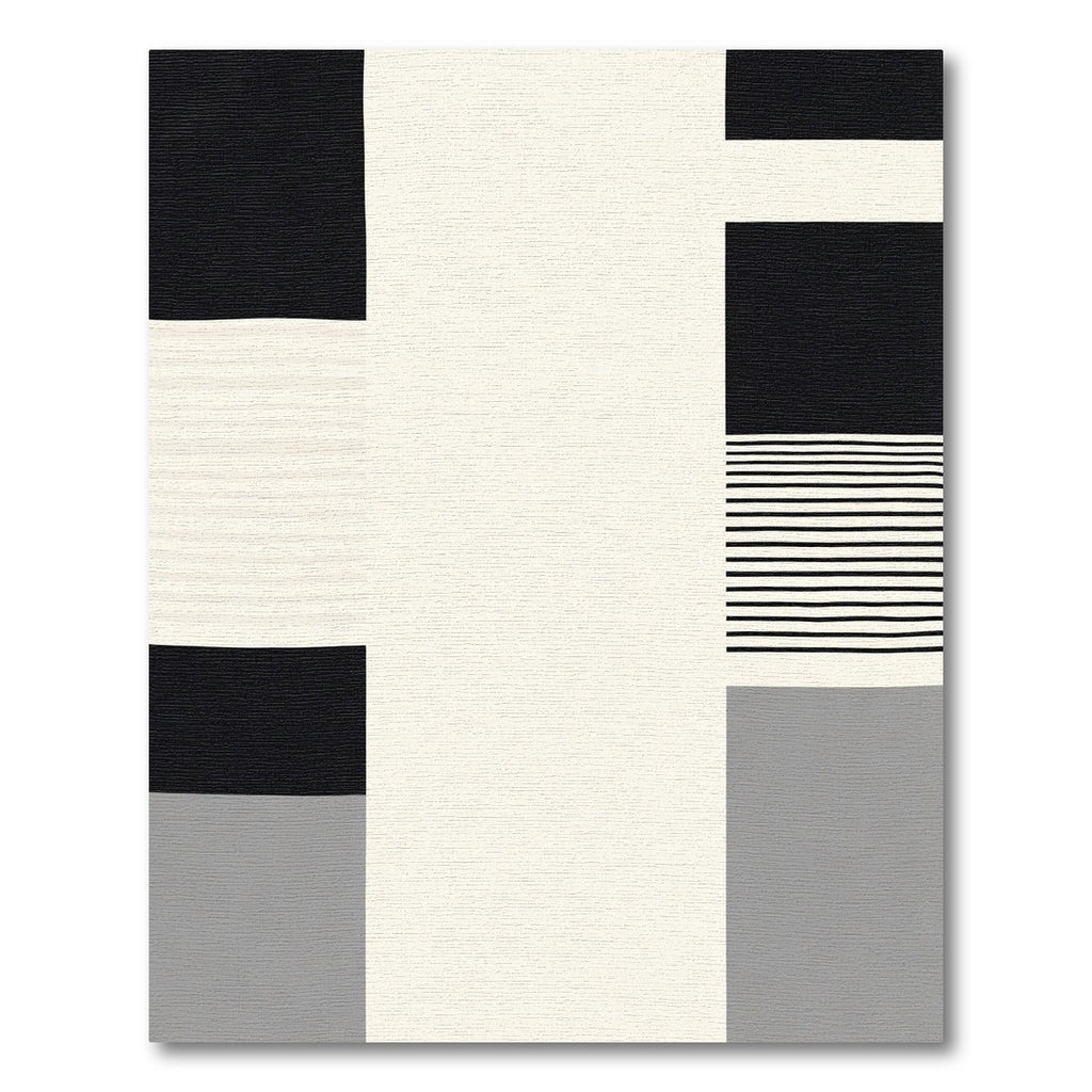 Monochromatic Geometric Stripe Composition Rug