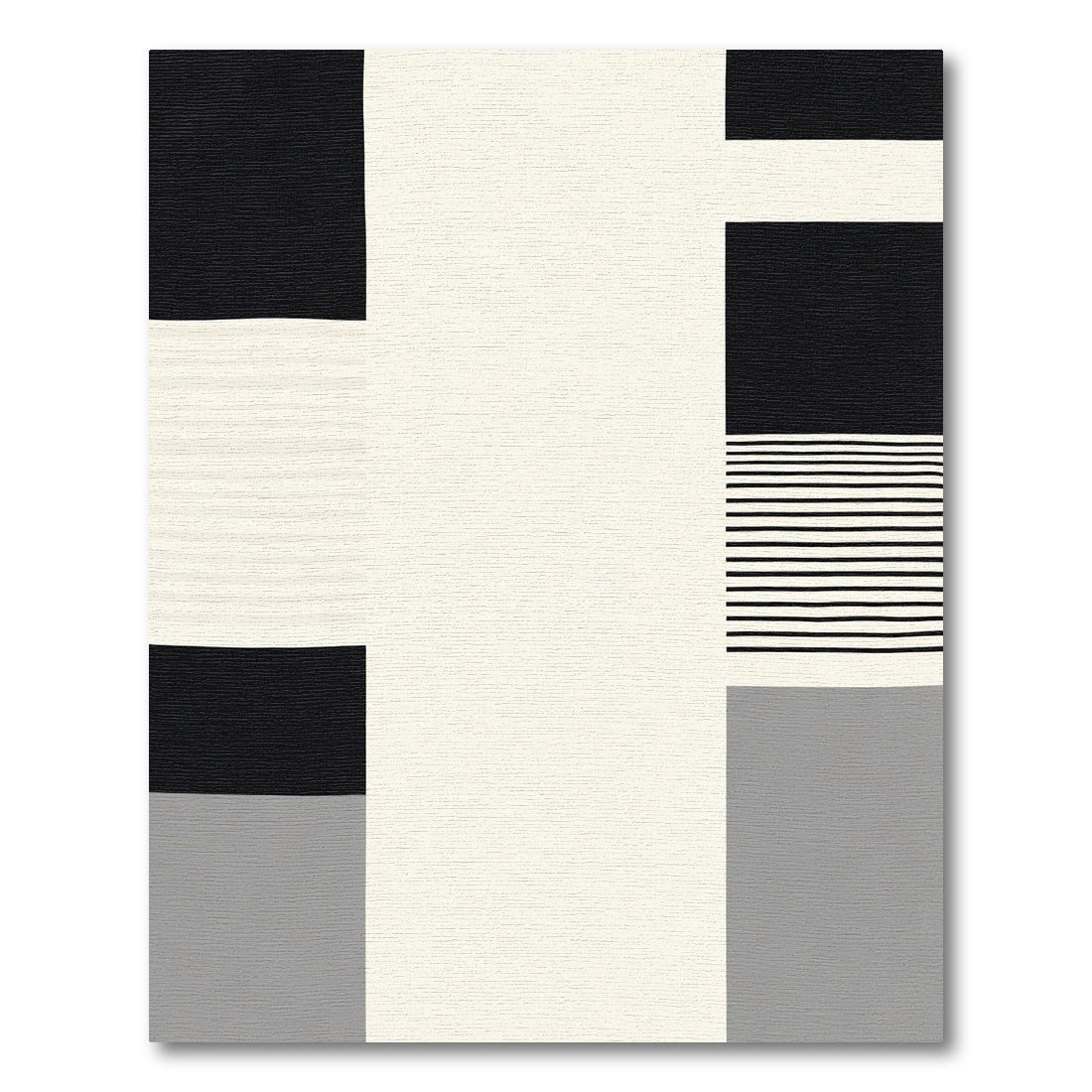 Monochromatic Geometric Stripe Composition Rug