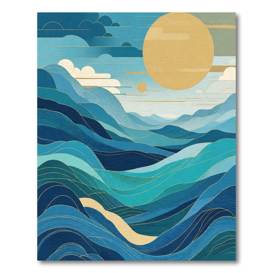 Azure Ocean Waves Rug