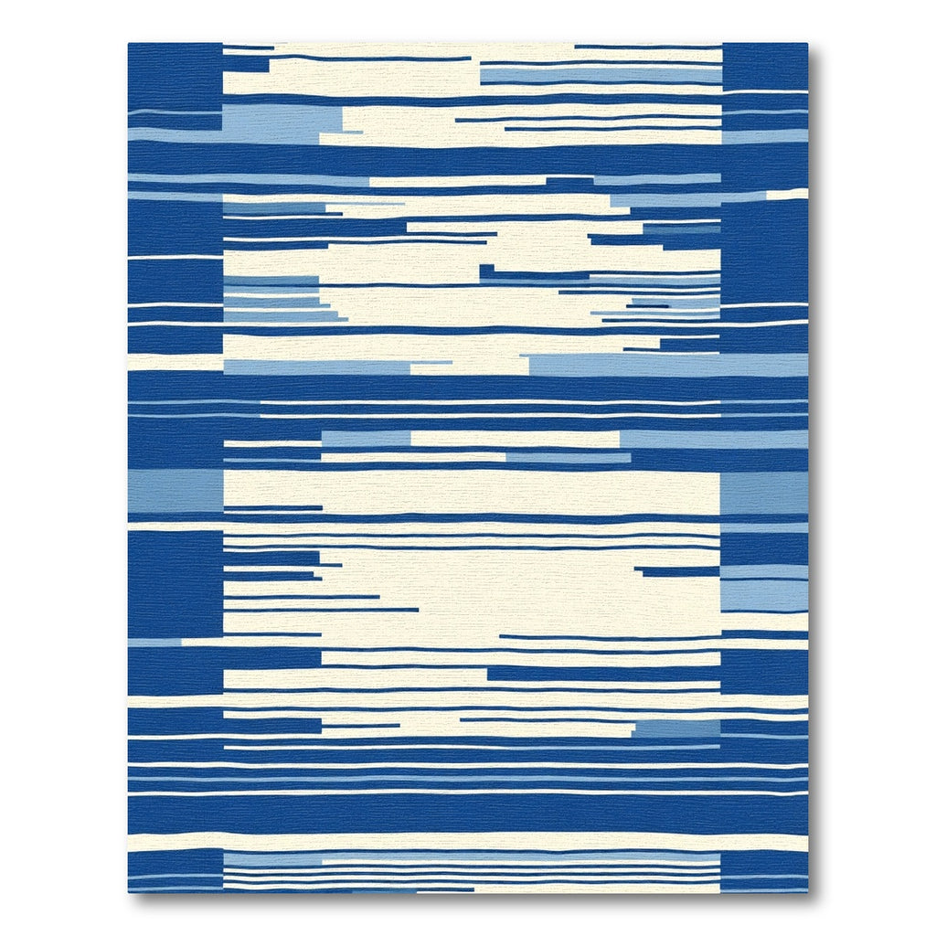 Modern Blue Stripe Abstract Rug