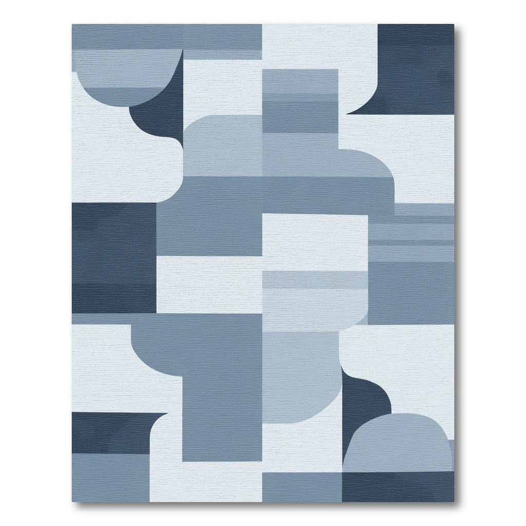 Muted Blue Geometric Abstraction Rug
