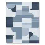 Muted Blue Geometric Abstraction Rug