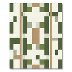Geometric Terracotta Olive Square Arrangement Rug