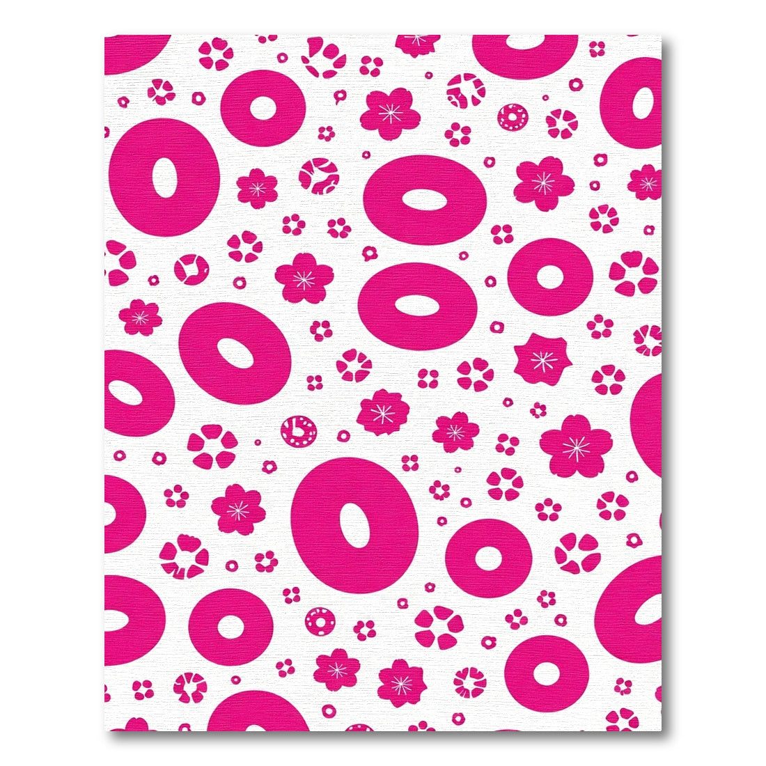 Bright Pink Cherry Blossom Geometric Rug