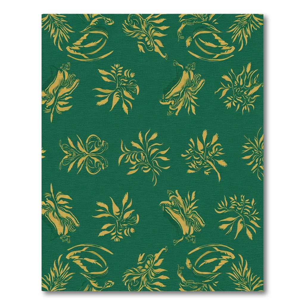 Emerald Gold Botanical Scroll Rug