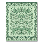 Green Tonal Floral Medallion Arabesque Rug