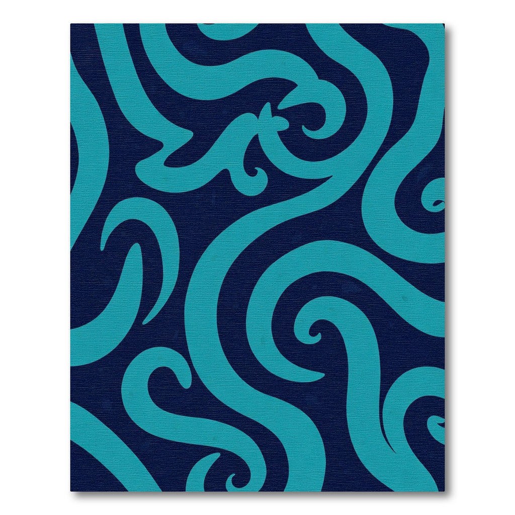 Teal Swirls On Navy Ocean Rug