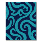 Teal Swirls On Navy Ocean Rug