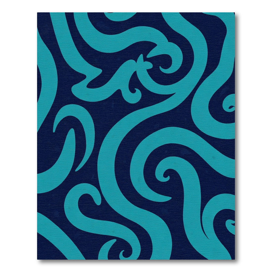 Teal Swirls On Navy Ocean Rug