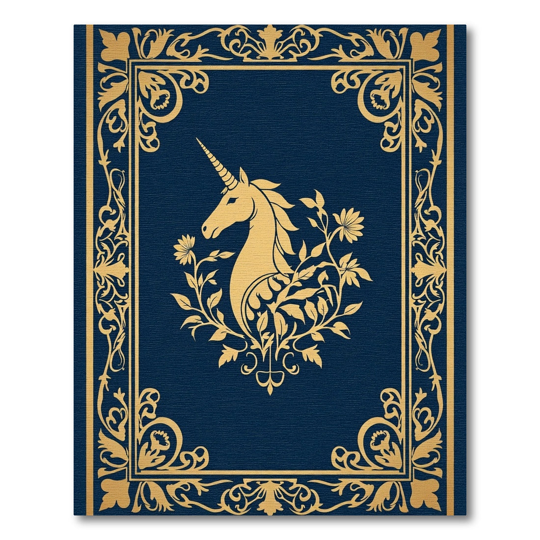 Golden Unicorn Floral Border Rug