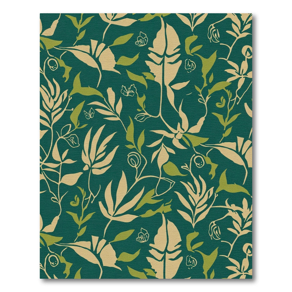 Emerald Green Botanical Leaf Scroll Rug