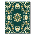 Teal And Cream Floral Medallion Rug