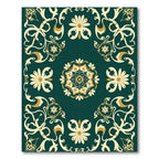 Teal And Cream Floral Medallion Rug