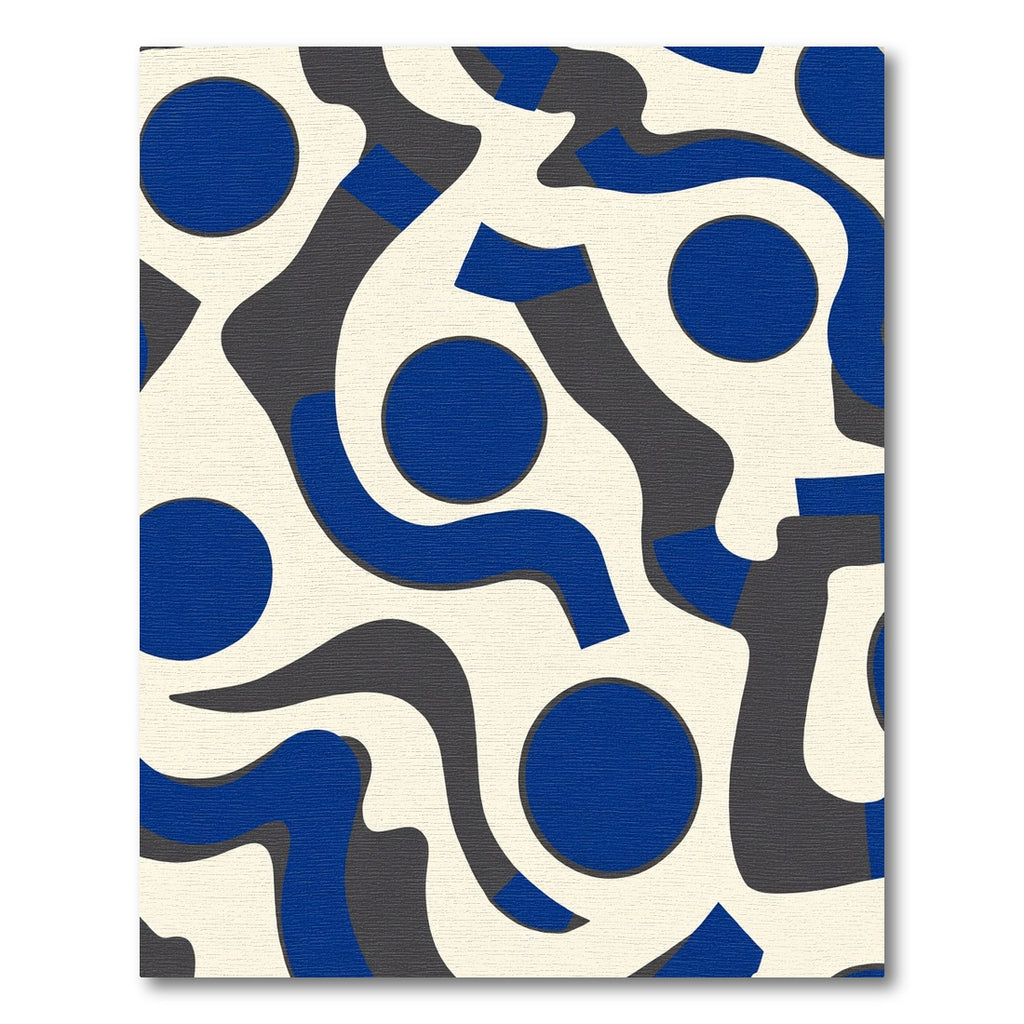 Bold Blue Circles Abstract Waves Rug