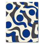 Bold Blue Circles Abstract Waves Rug