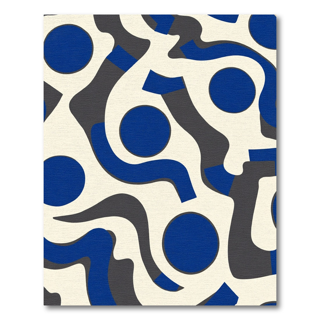 Bold Blue Circles Abstract Waves Rug