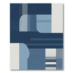 Deep Blue Abstract Geometric Blocks Rug