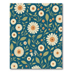 White Floral Garden Teal Background Rug