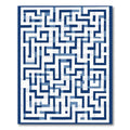 Geometric Blue Maze Linework Rug