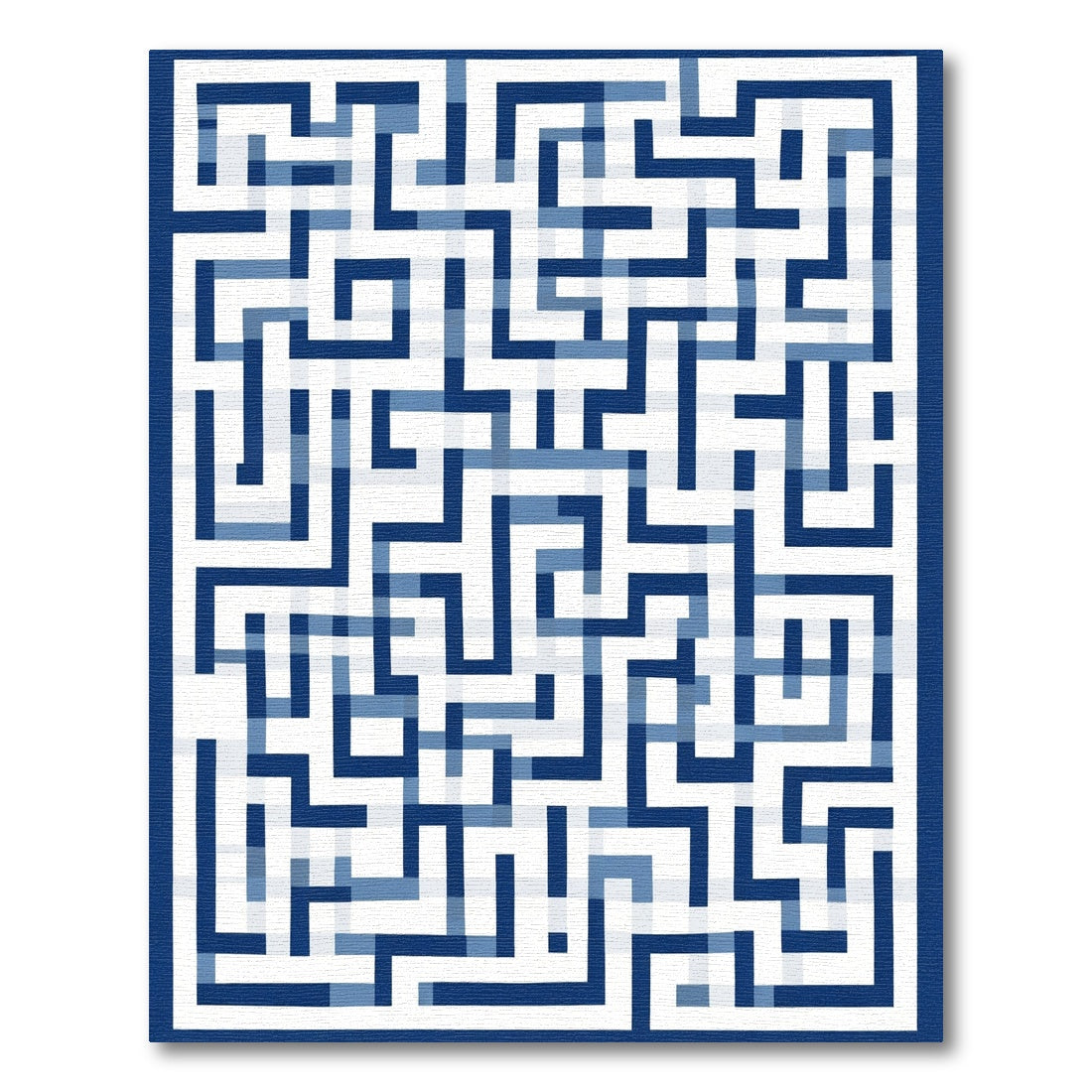 Geometric Blue Maze Linework Rug