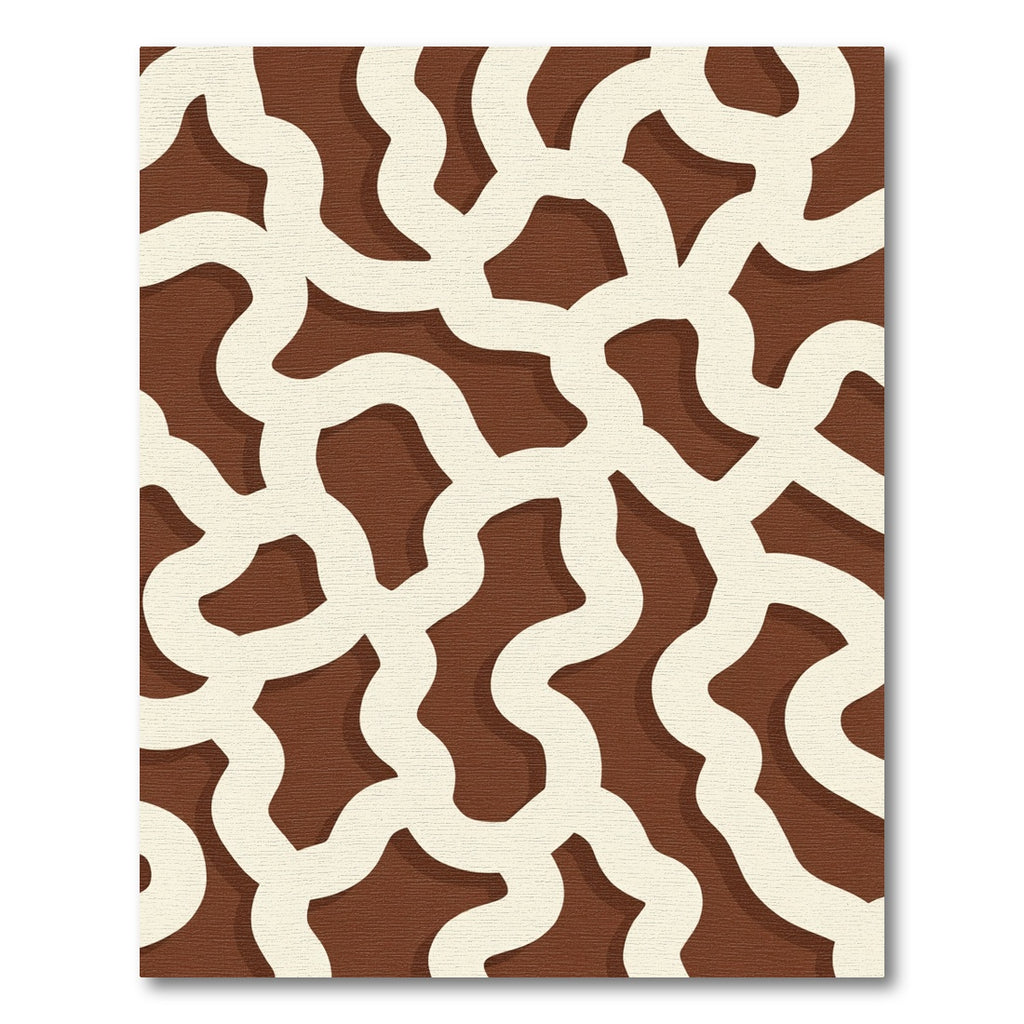 Cream Swirls Over Warm Brown Rug