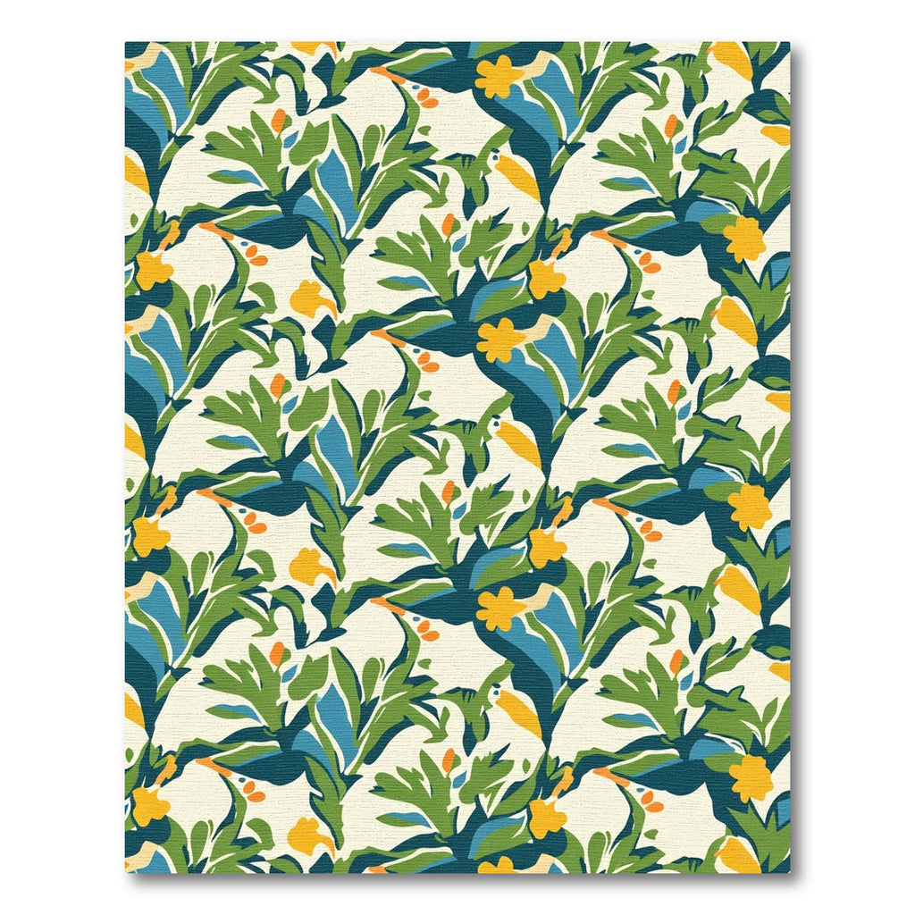 Bold Green Orange Floral Organic Rug