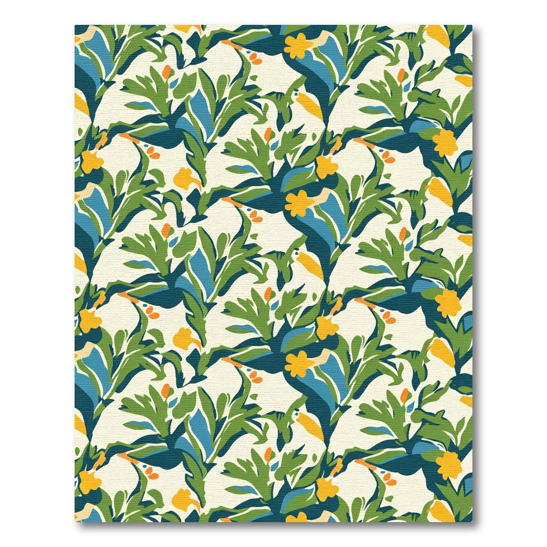 Bold Green Orange Floral Organic Rug