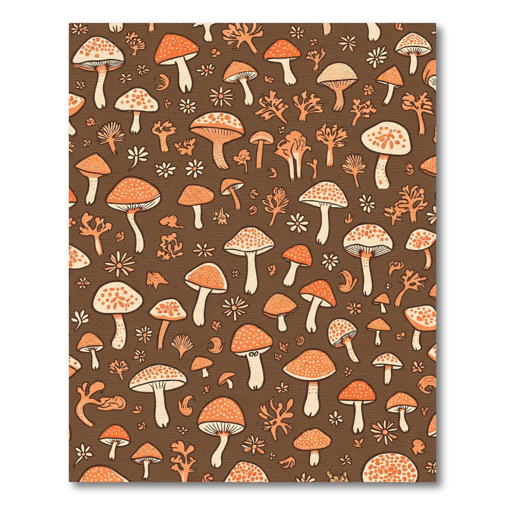 Orange Mushroom Forest Woodland Scatter Rug
