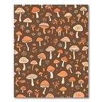 Orange Mushroom Forest Woodland Scatter Rug