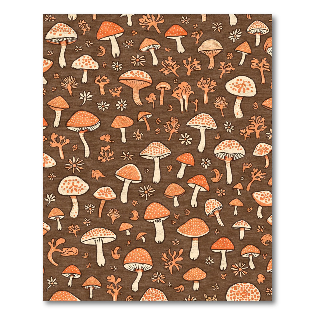 Orange Mushroom Forest Woodland Scatter Rug