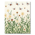 Whimsical Cream Floral Bee Garden Rug