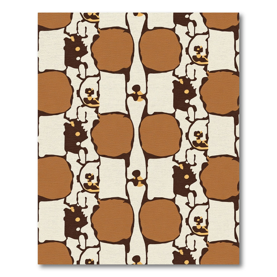 Brown Cream Organic Block Art Rug