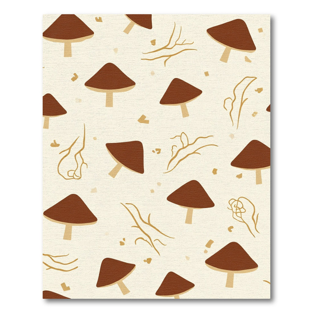 Earthy Mushroom Forest Line Drawing Rug