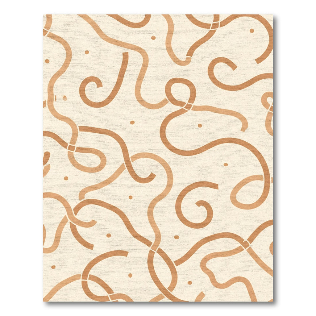 Warm Beige Swirling Ribbon Dots Rug