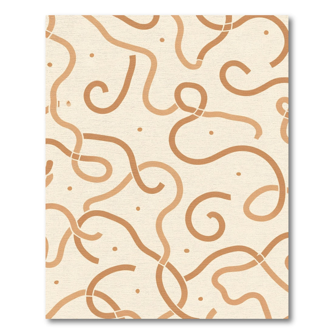 Warm Beige Swirling Ribbon Dots Rug
