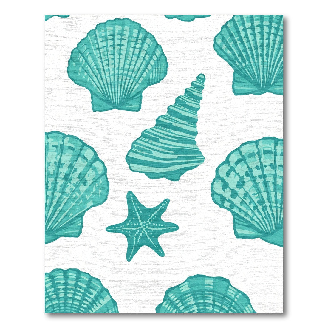 Teal Scallop Shell Starfish Collection Rug