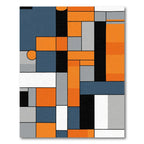 Abstract Grid Orange Teal Black Rug