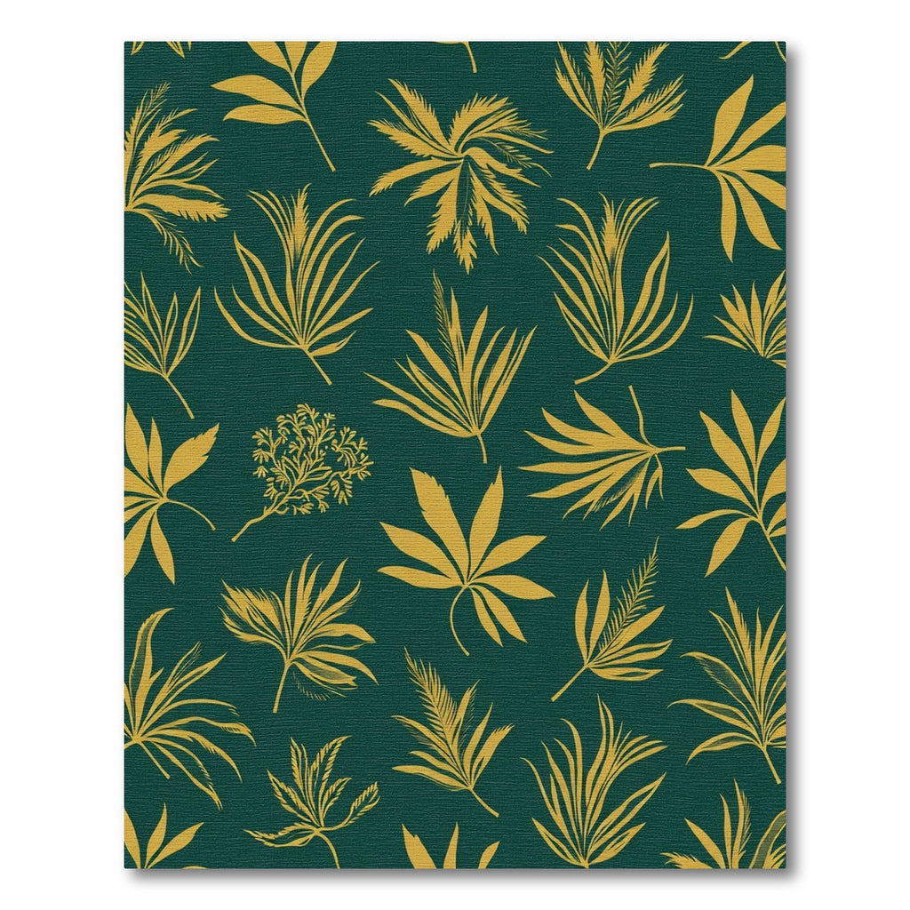 Golden Tropical Foliage Green Background Rug