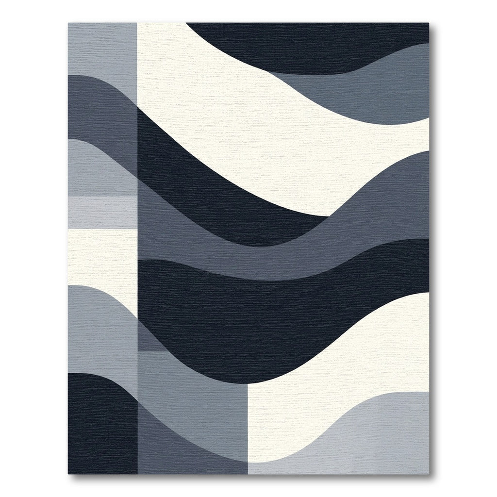Monochromatic Abstract Mid-Century Waves Rug