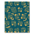 Abstract Golden Figures Teal Background Rug