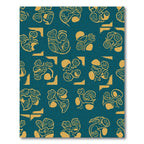 Abstract Golden Figures Teal Background Rug