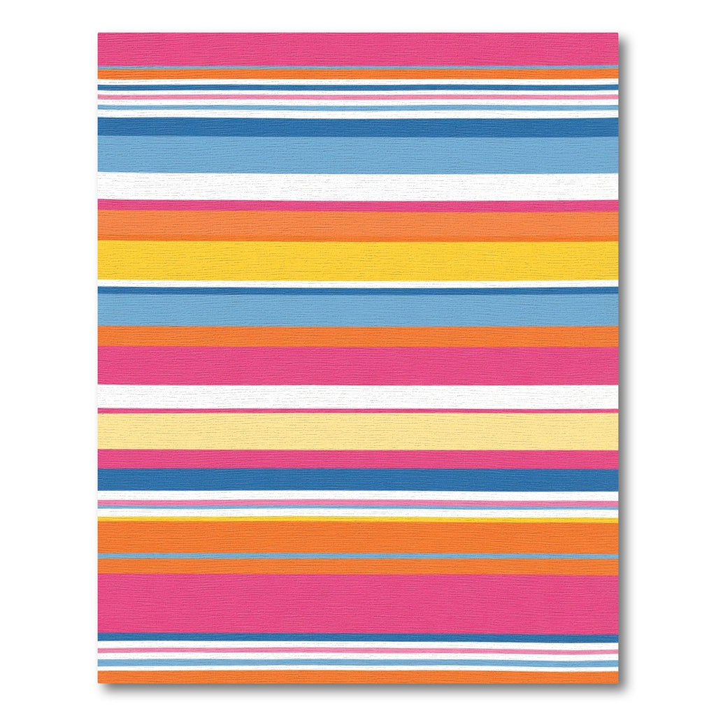 Vibrant Coral Yellow Blue Striped Rug