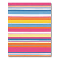 Vibrant Coral Yellow Blue Striped Rug