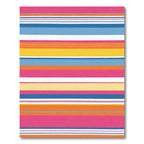 Vibrant Coral Yellow Blue Striped Rug