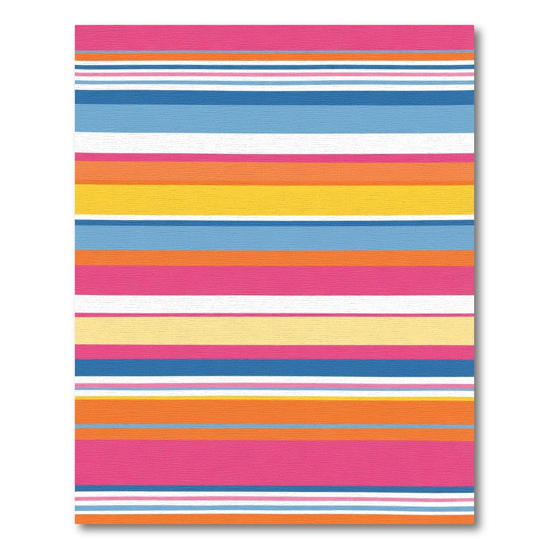 Vibrant Coral Yellow Blue Striped Rug