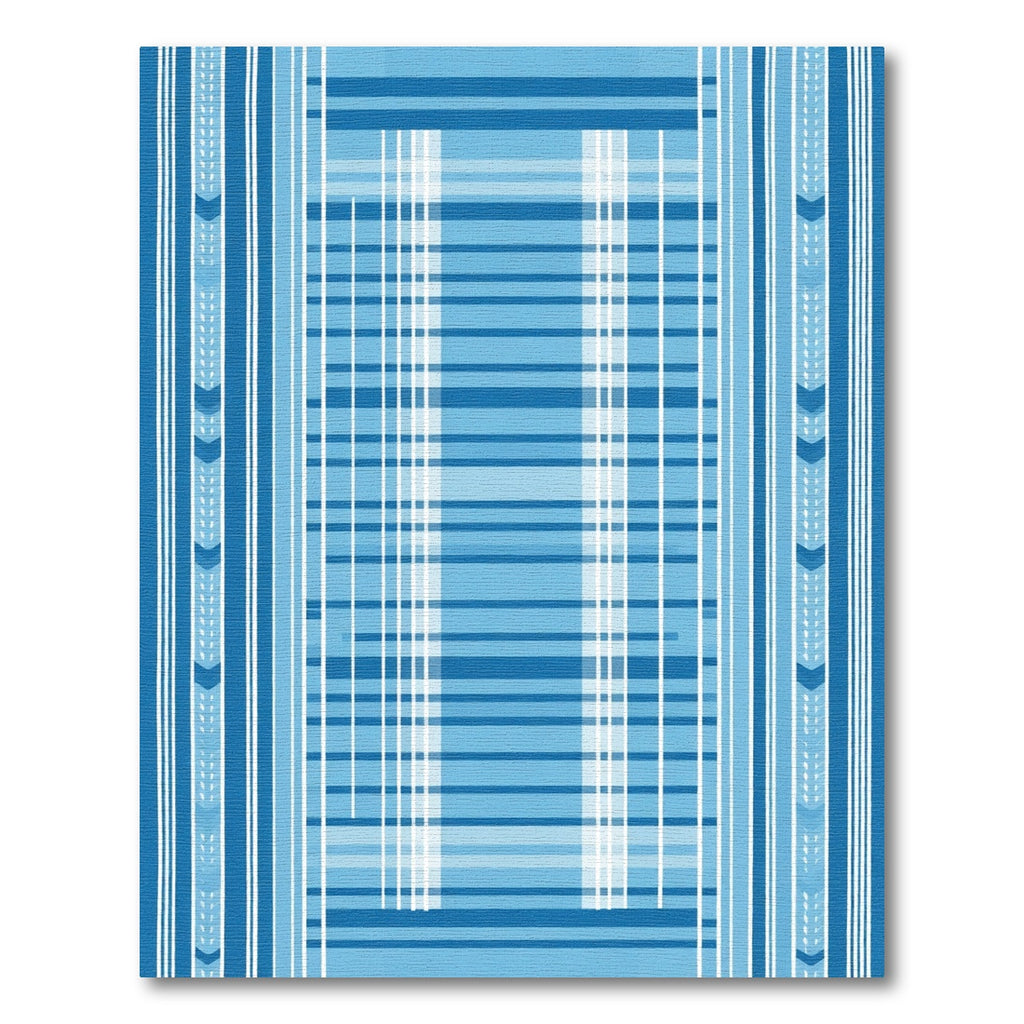 Blue Tonal Geometric Striped Rug