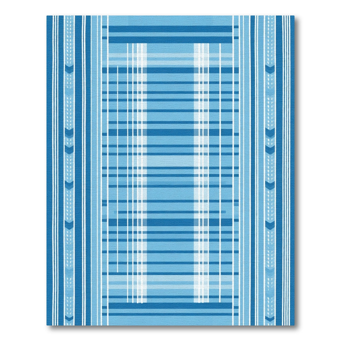 Blue Tonal Geometric Striped Rug