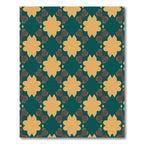 Teal Ochre Starburst Quatrefoil Composition Rug