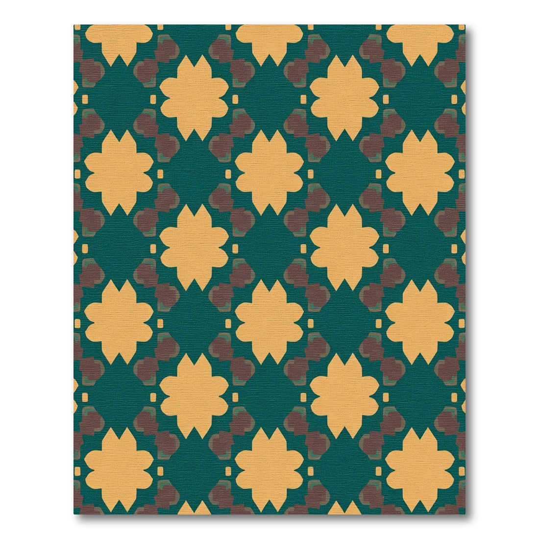 Teal Ochre Starburst Quatrefoil Composition Rug
